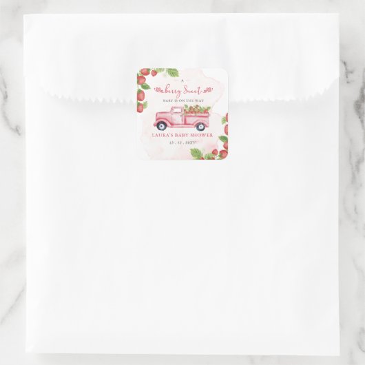 ストロベリーピンクレッドベリースイートベビーシャワー スクエアシール (バッグ)