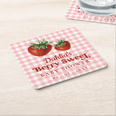 ストロベリーピンクレッドベリースイートベビーシャワー スクエアペーパーコースター (アングル)