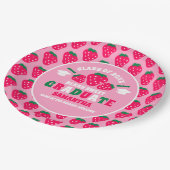 ストロベリーピンク卒業パーティー ペーパープレート (アングル)