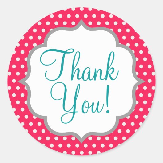 ストロベリーピンク水玉模様 ラウンドシール (正面)