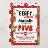 ストロベリーファイブバースデーパーティーの招待状 招待状 (正面/裏面)