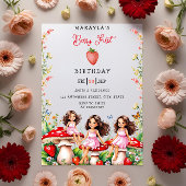 ストロベリーファーストお洒落ガールズパーティー誕生日 招待状