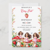 ストロベリーファーストお洒落ガールズパーティー誕生日 招待状 (正面)