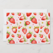 ストロベリーファーストかわいい第1誕生日の写真 招待状 (裏面)