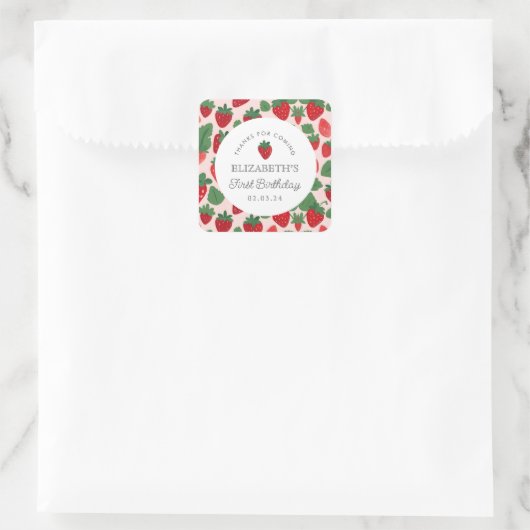ストロベリーファーストピクニック誕生日 スクエアシール (バッグ)