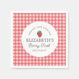 ストロベリーファーストピクニック誕生日 スタンダードカクテルナプキン
