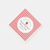 ストロベリーファーストピクニック誕生日 スタンダードカクテルナプキン (角)