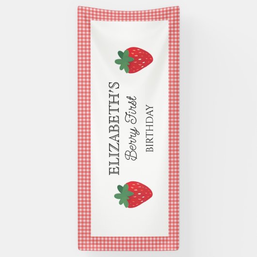 ストロベリーファーストピクニック誕生日 横断幕 (縦)