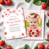 ストロベリーファーストファースト誕生日フォトガールズ 招待状