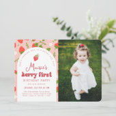 ストロベリーファーストフォトバースデーパーティー 招待状 (スタンド正面)