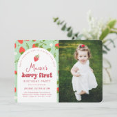 ストロベリーファーストフォトバースデーパーティー 招待状 (スタンド正面)