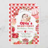 ストロベリーファーストベリー1st誕生日招待状 招待状 (正面/裏面)