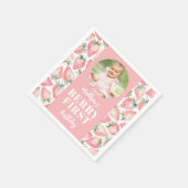 ストロベリーファースト写真1st誕生日パーティー スタンダードカクテルナプキン (角)