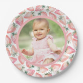 ストロベリーファースト写真1st誕生日パーティー ペーパープレート (正面)