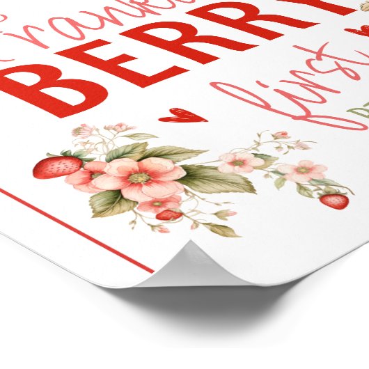 ストロベリーファースト誕生日ウェルカムサイン ポスター (角)