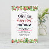 ストロベリーファースト誕生日ウォーターカラーベリーファースト 招待状 (スタンド正面)