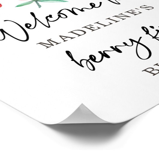 ストロベリーファースト誕生日ガールスイートウェルカム ポスター (角)