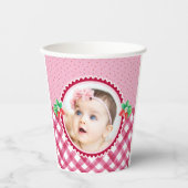 ストロベリーファースト誕生日ガールフォトパーティー 紙コップ (正面)