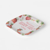 ストロベリーファースト誕生日スクエア ペーパープレート (傾斜あり)