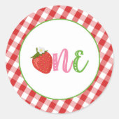 ストロベリーファースト誕生日ステッカー – ONE ラウンドシール (正面)