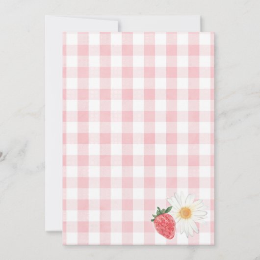 ストロベリーファースト誕生日パーティーへの招待 招待状 (裏面)