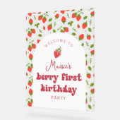 ストロベリーファースト誕生日パーティーへようこそ アクリルサイン (傾斜)