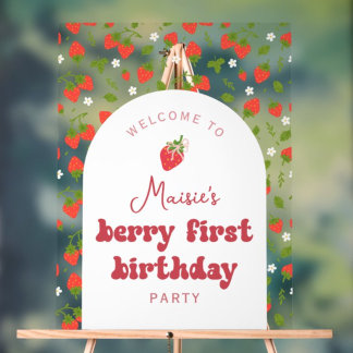 ストロベリーファースト誕生日パーティーへようこそ アクリルサイン