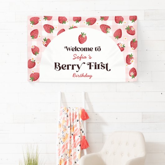 ストロベリーファースト誕生日パーティーへようこそ 横断幕 (インサイチュ)