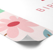 ストロベリーファースト誕生日パーティーウェルカムサイン ポスター (角)