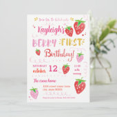 ストロベリーファースト誕生日パーティーベリーウォーター色I 招待状 (スタンド正面)