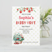 ストロベリーファースト誕生日パーティーベリー1st写真イン 招待状 (スタンド正面)