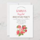 ストロベリーファースト誕生日パーティーベリー1st 招待状 (正面)