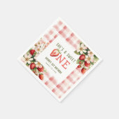 ストロベリーファースト誕生日パーティーベリー スタンダードカクテルナプキン (角)