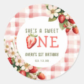 ストロベリーファースト誕生日パーティーベリー ラウンドシール (正面)