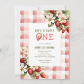 ストロベリーファースト誕生日パーティーベリー 招待状 (正面)