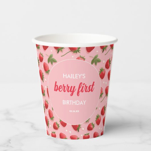 ストロベリーファースト誕生日パーティー 紙コップ (正面)