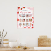 ストロベリーファースト誕生日ピンクマイルストーン12写真 ポスター (キッチン)