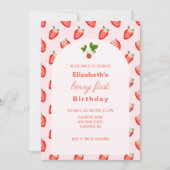 ストロベリーファースト誕生日フォト招待状 招待状 (正面)