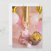 ストロベリーファースト誕生日フォト招待状 招待状 (裏面)