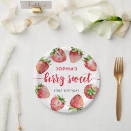 ストロベリーファースト誕生日ベリースイーツ ペーパープレート