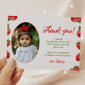 ストロベリーファースト誕生日レトロ写真 サンキューカード