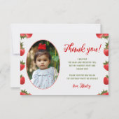 ストロベリーファースト誕生日レトロ写真 サンキューカード (正面)