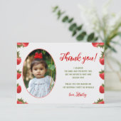 ストロベリーファースト誕生日レトロ写真 サンキューカード (スタンド正面)