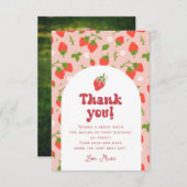 ストロベリーファースト誕生日写真 サンキューカード (正面/裏面)