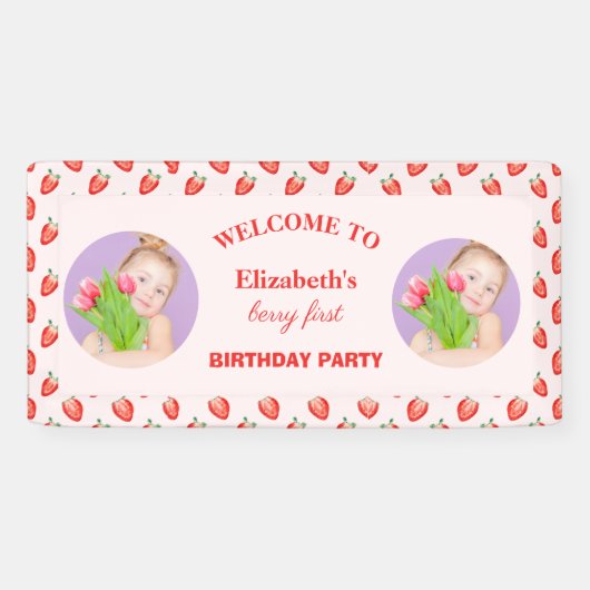 ストロベリーファースト誕生日写真 横断幕 (横)