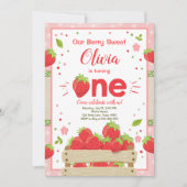 ストロベリーファースト誕生日招待状サマーフルーツ 招待状 (正面)