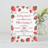 ストロベリーファースト誕生日招待状ベリースイーツ 招待状 (スタンド正面)