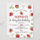 ストロベリーファースト誕生日招待状ベリースイーツ 招待状 (正面)