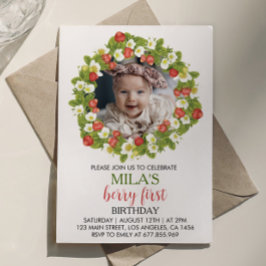 ストロベリーファースト誕生日招待状ベリースイーツ 招待状