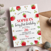 ストロベリーファースト誕生日招待状ベリースイーツ 招待状